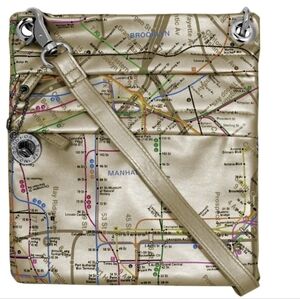 NY Manhattan Road Map Subway Line New York Silver Purse Crossbody bag